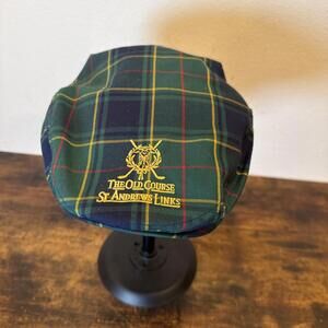 Old Course St Andrews Golf Hat Cabbie Flat Cap Scotland Plaid Green Blue tARTAN